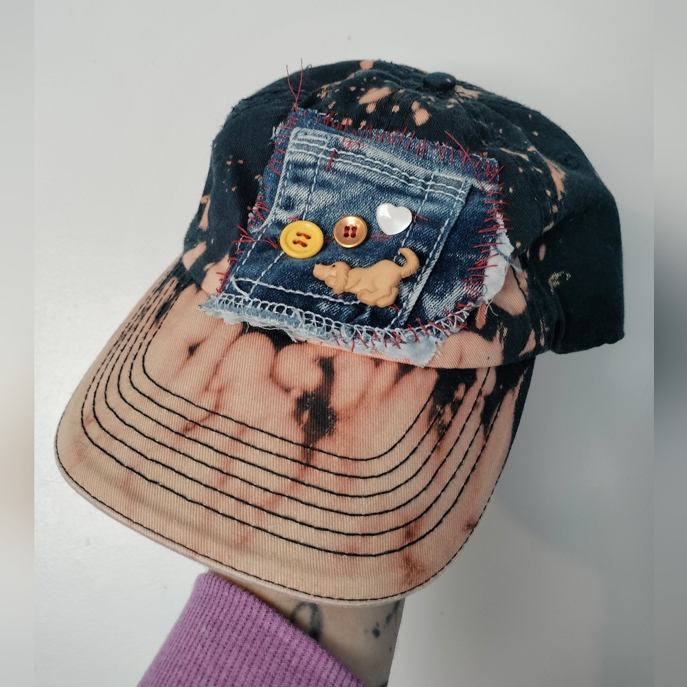Bleach Dyed Doggie Button Pocket Hat